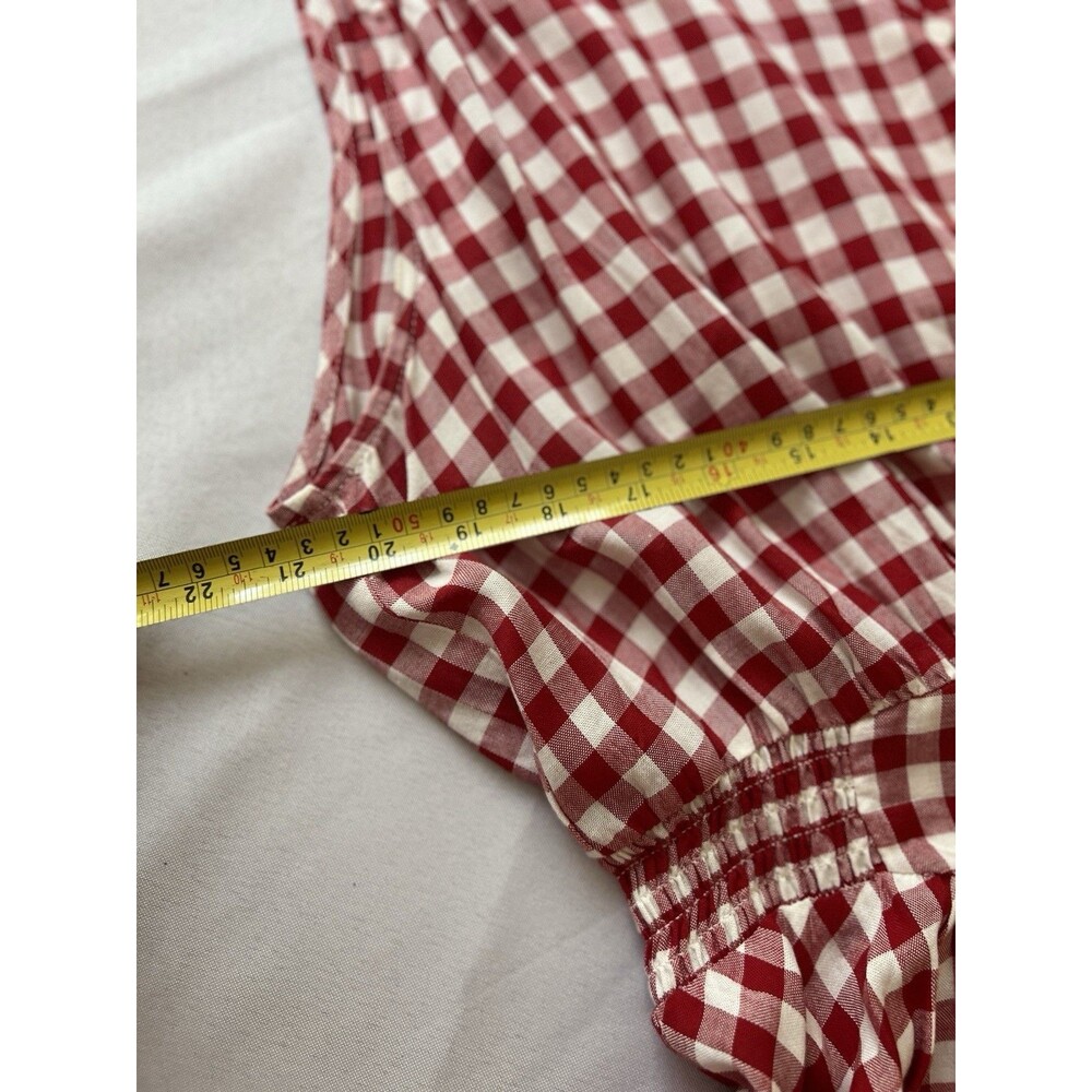 Est 1946 Red & White Gingham Check Sleeveless Peplum Blouse Size Large - Picture 4 of 8